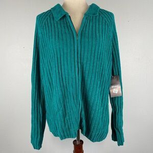 NWT Designers Original Chenille Full Zip Sweater Jacket Size L